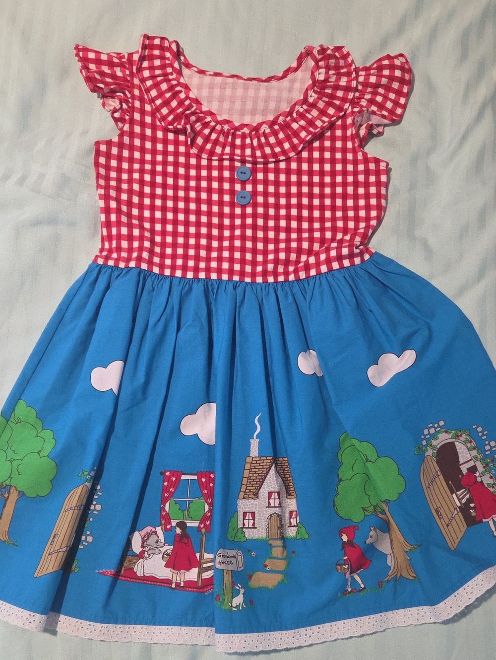 Eleanor Rose Littke Red Riding Hood Storybook Print Dress.